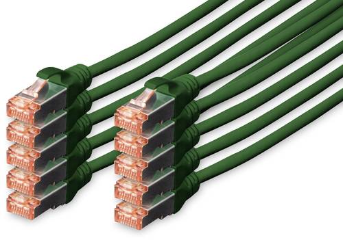 Digitus RJ45 Netzwerk Anschlusskabel CAT 6 S/FTP 0.50m Grün Folienschirm, Gesamtschirm, Geschirmt,