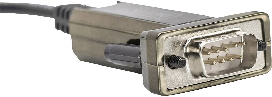 Serieller RS-232-Stecker mit mehreren Metallpins, geeignet für Datenübertragung. Verbindet Geräte wie Computer und Modems.