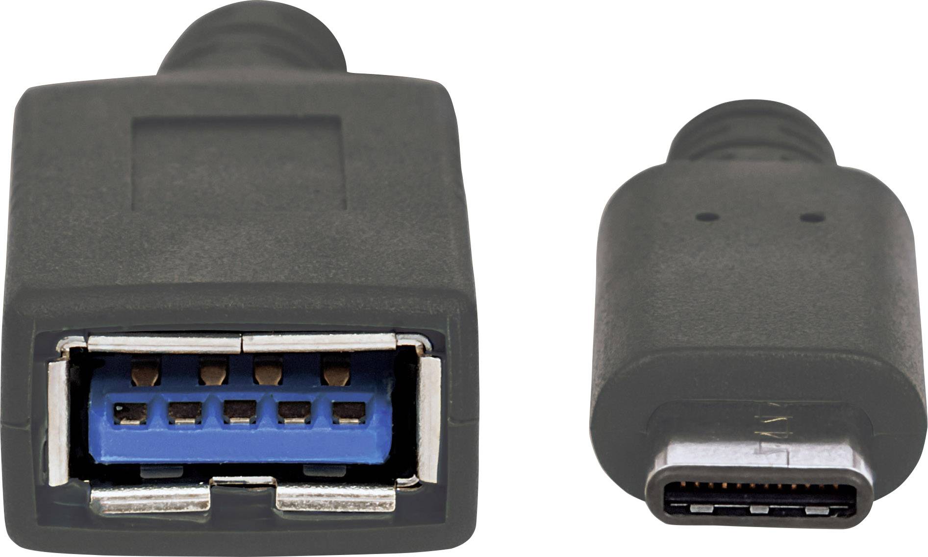 Manhattan USB-Kabel USB 3.2 Gen1 USB-C® Stecker, USB-A Buchse 0.15m Schwarz beidseitig verwendbarer Stecker 355285