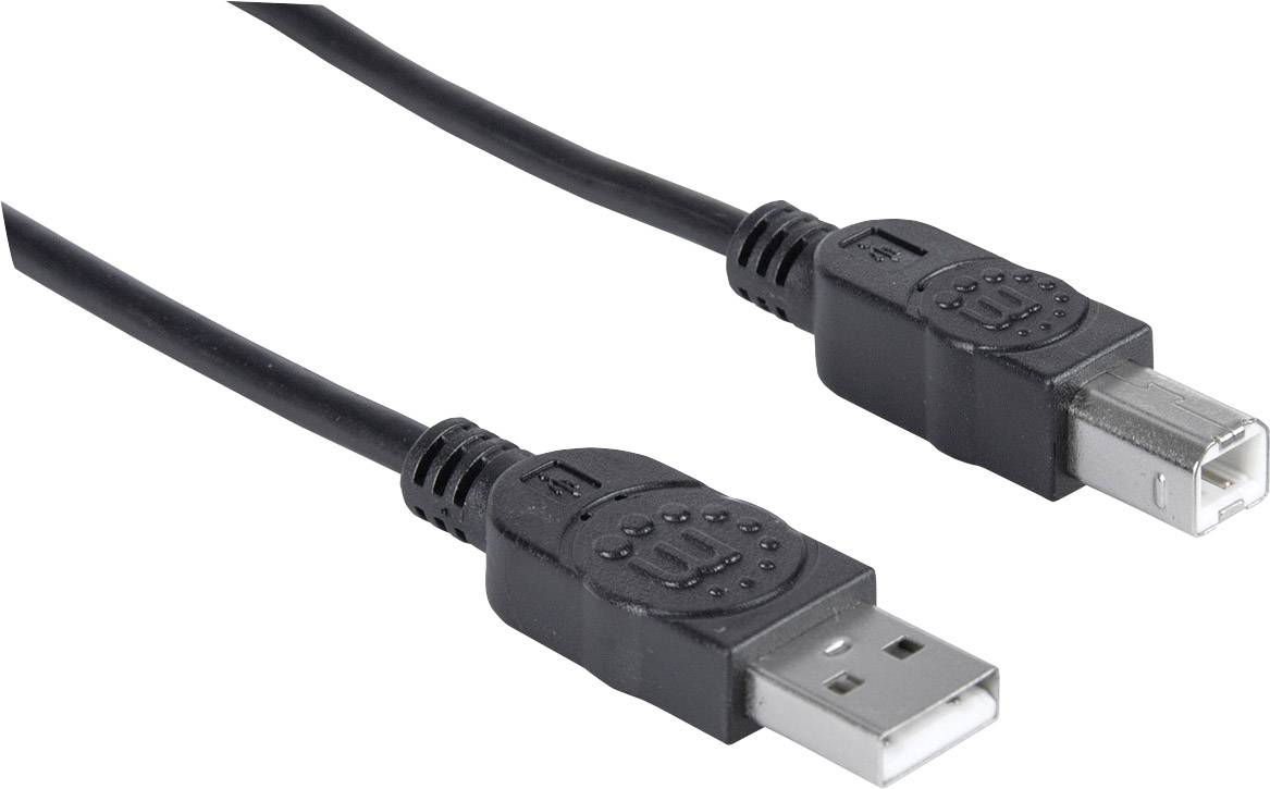Manhattan USB-Kabel USB 2.0 USB-A Stecker, USB-B Stecker 5.00 m Schwarz 337779