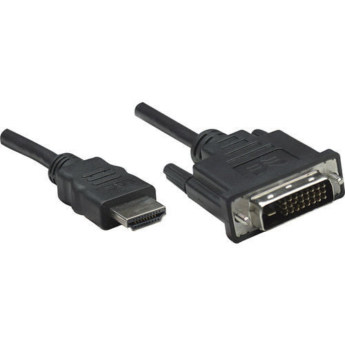Manhattan HDMI / DVI Adapterkabel HDMI-A Stecker, DVI-D 24+1pol. Stecker 1.00m Schwarz 322782 HDMI-Kabel