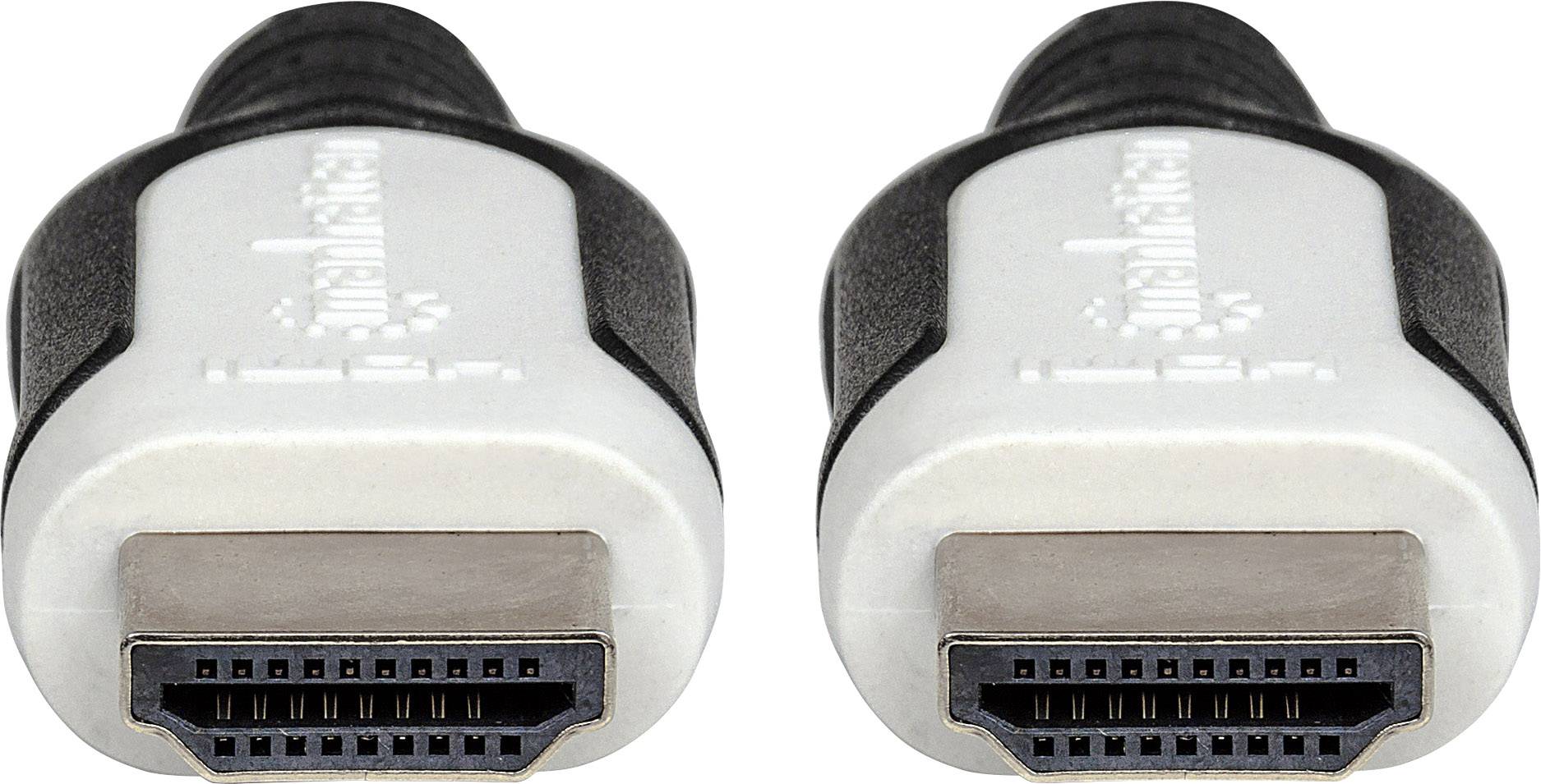 Manhattan HDMI Anschlusskabel [1x HDMI-Stecker - 1x HDMI-Stecker] 5m Schwarz-Weiß