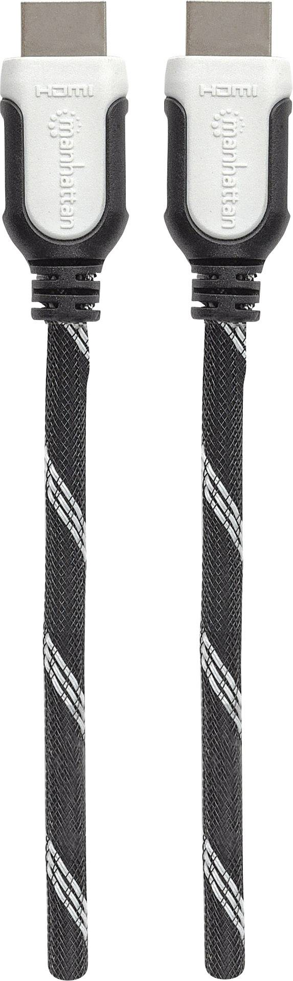 Manhattan HDMI Anschlusskabel [1x HDMI-Stecker - 1x HDMI-Stecker] 5m Schwarz-Weiß