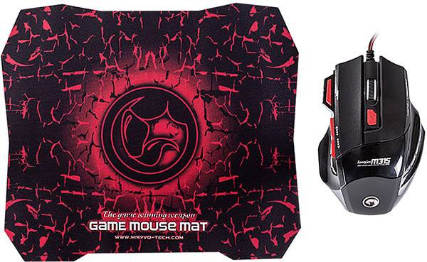 Marvo M315+G1 USB-Gaming-Maus Optisch Beleuchtet Schwarz, Rot