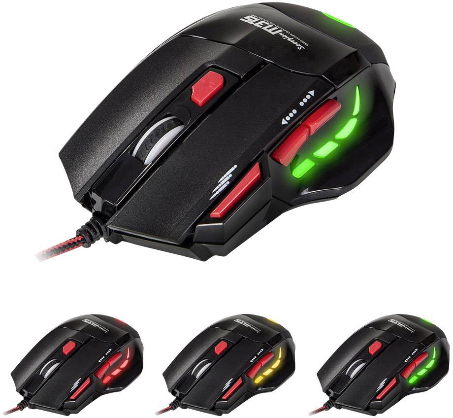 Marvo M315+G1 USB-Gaming-Maus Optisch Beleuchtet Schwarz, Rot