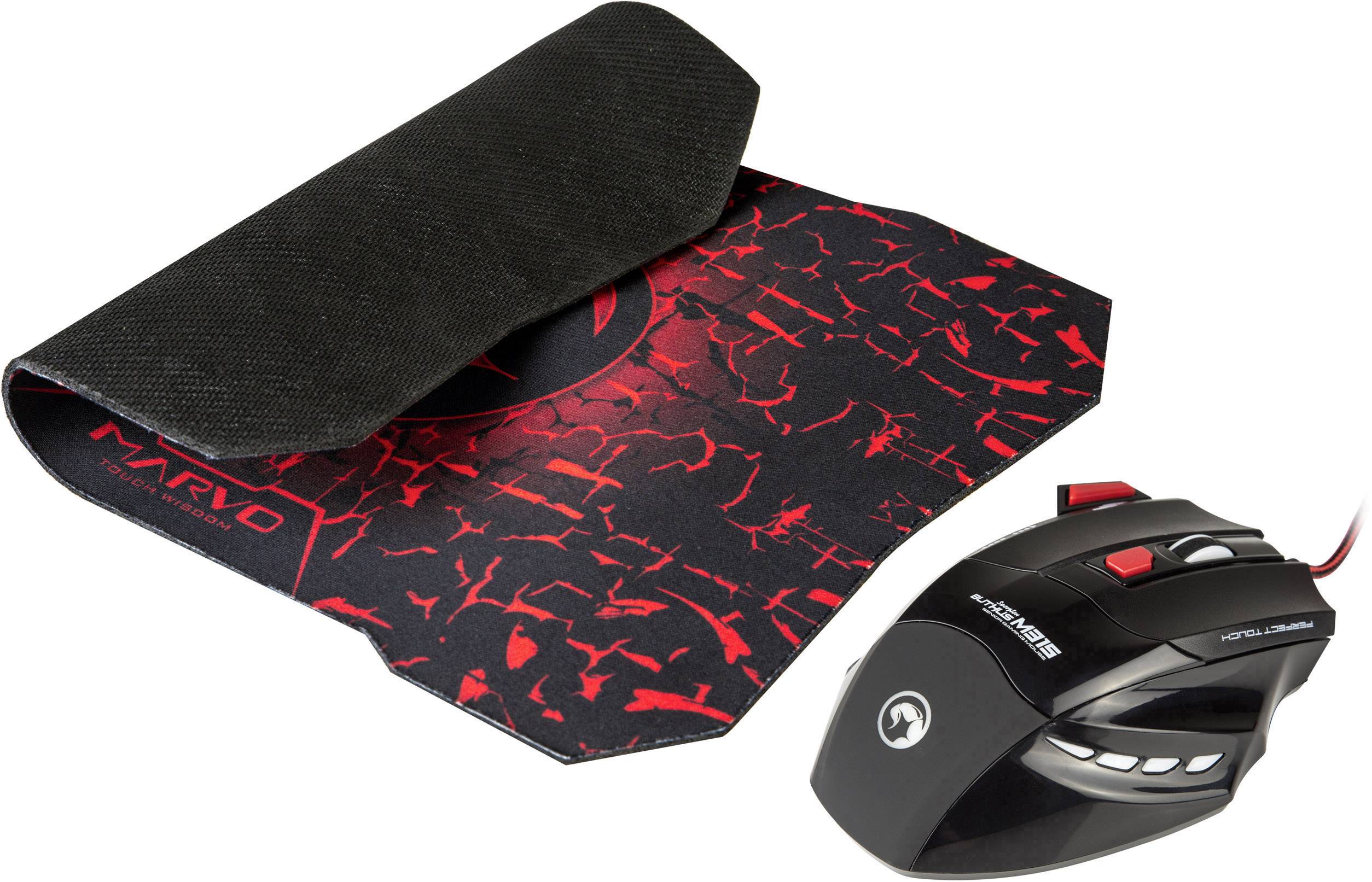 Marvo M315+G1 USB-Gaming-Maus Optisch Beleuchtet Schwarz, Rot