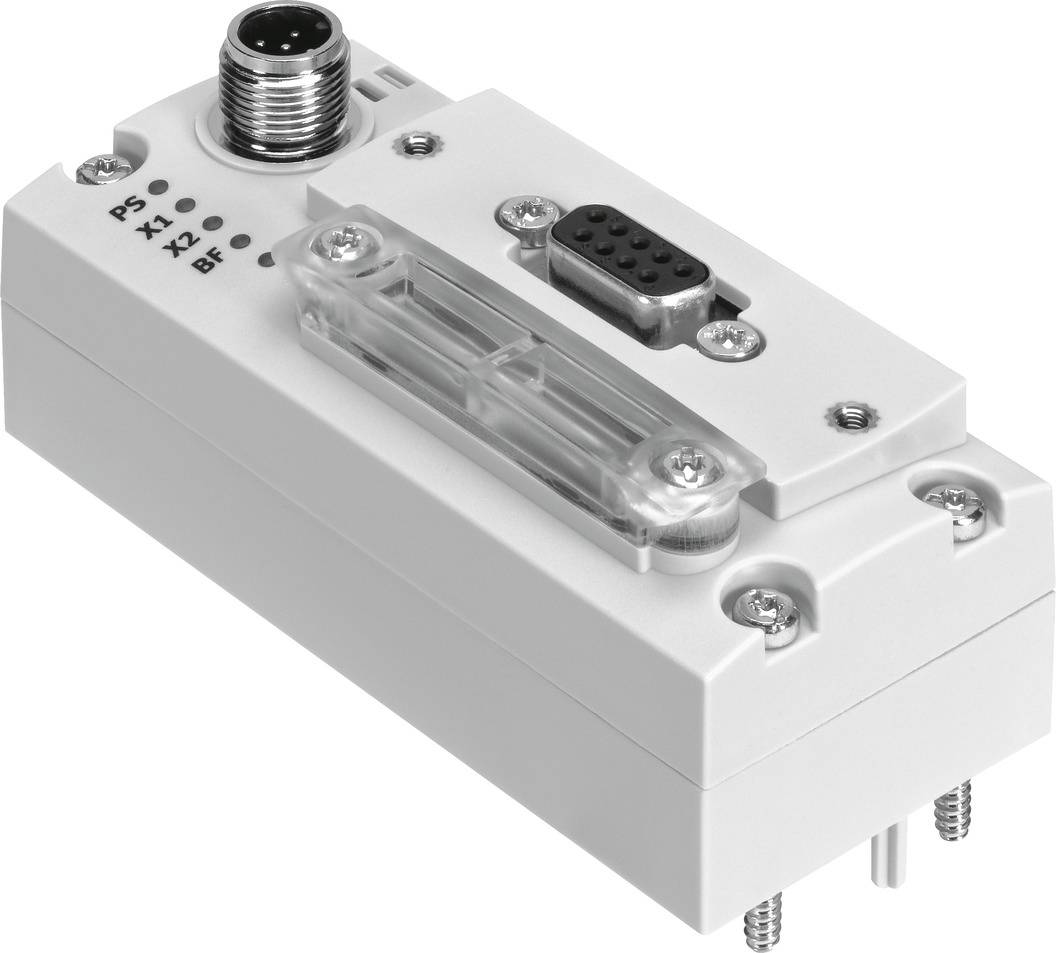 Ein rechteckiges, weißes elektronisches Bauteil mit mehreren Anschlüssen und Schrauben, häufig in industriellen Anwendungen genutzt.