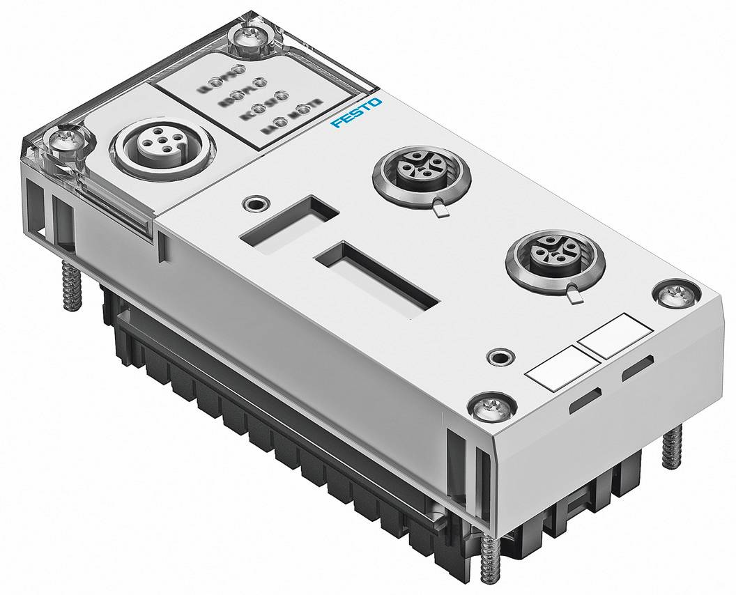 Ein weißes, rechteckiges elektronisches Gerät mit mehreren Anschlüssen und dem Logo eines bekannten Herstellers auf der Oberseite.