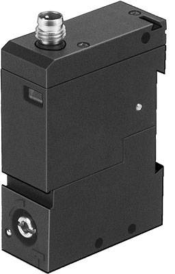 Ein rechteckiger, schwarzer Sensor mit Steckanschluss oben. Geeignet zur Überwachung von Prozessen oder Maschinen in industriellen Anwendungen.