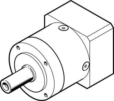 Schwarz-weiße technische Zeichnung eines Elektromotors mit sichtbarer Rotationswelle.