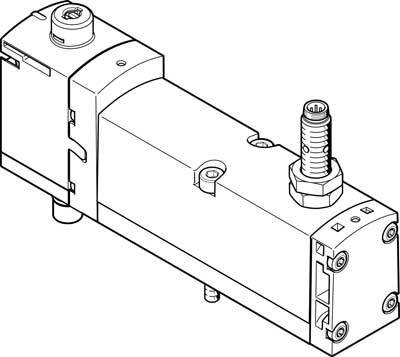 Technische Zeichnung eines mechanischen Ventils mit mehreren Schrauben und Anschlüssen, zeigt die Struktur und Anschlusspunkte.