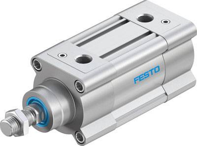 Pneumatikzylinder von Festo, silberfarben, robuste Bauweise, geeignet für industrielle Anwendungen.