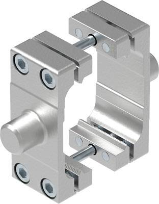 Metallklemmen mit Schrauben zum Zusammenfügen. Geeignet zur Verbindung von Bauteilen oder bei Montagearbeiten.