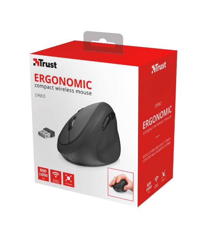 Trust Orbo Funk-Maus Optisch Ergonomisch Schwarz