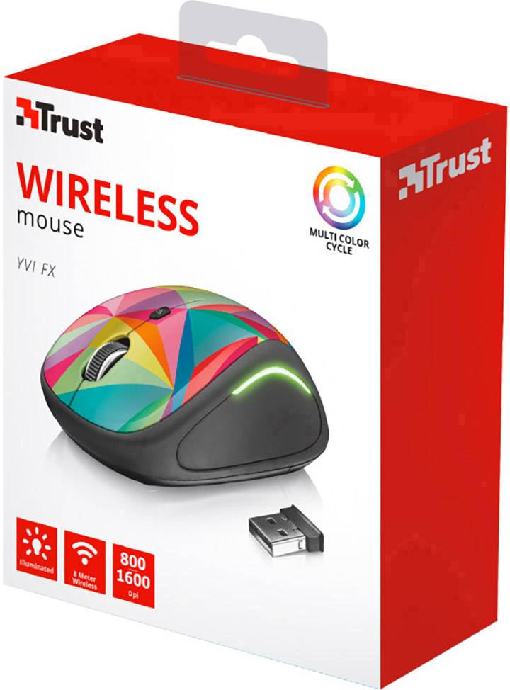 Trust Yvi FX Maus Funk Optisch Multi-Color 4 Tasten 1600 dpi