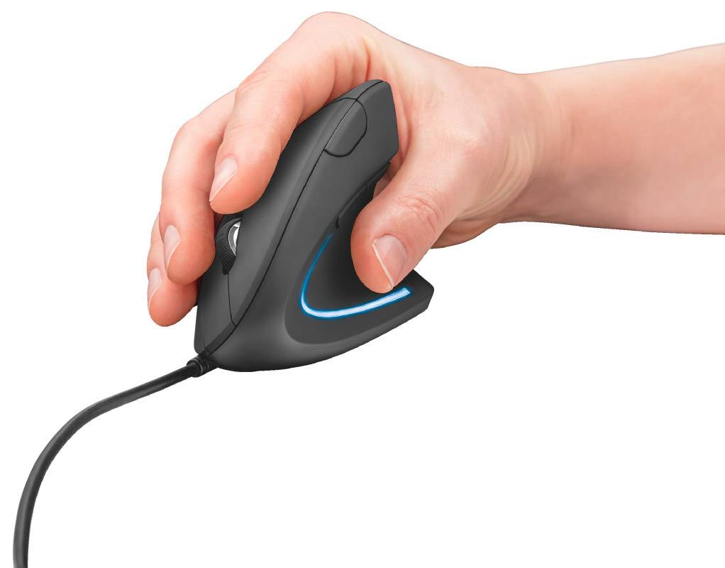 Trust Verto Ergonomische Maus USB Optisch Schwarz 6 Tasten 1000 dpi, 1600 dpi Ergonomisch, Extragroße Tasten
