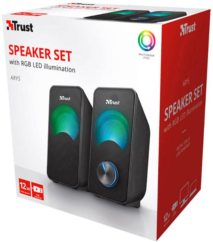 Trust Arys 2.0 RGB 2.1 PC-Lautsprecher Kabelgebunden 12W Schwarz