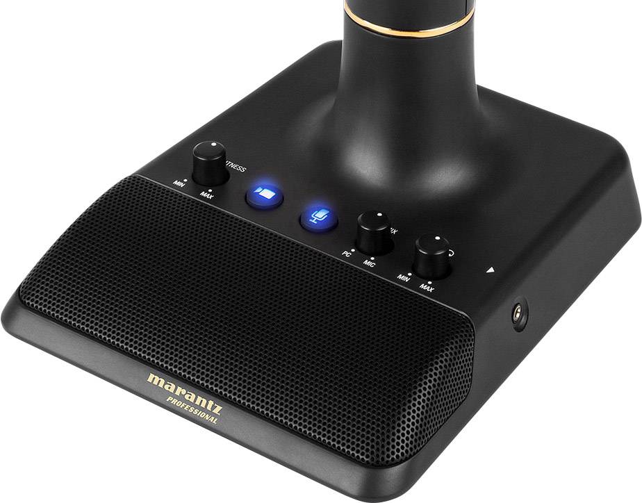 Marantz Professional AVS USB-Mikrofon Übertragungsart (Details):Direkt Standfuß USB, Kopfhörer (3.5 mm Klinke) Direkt
