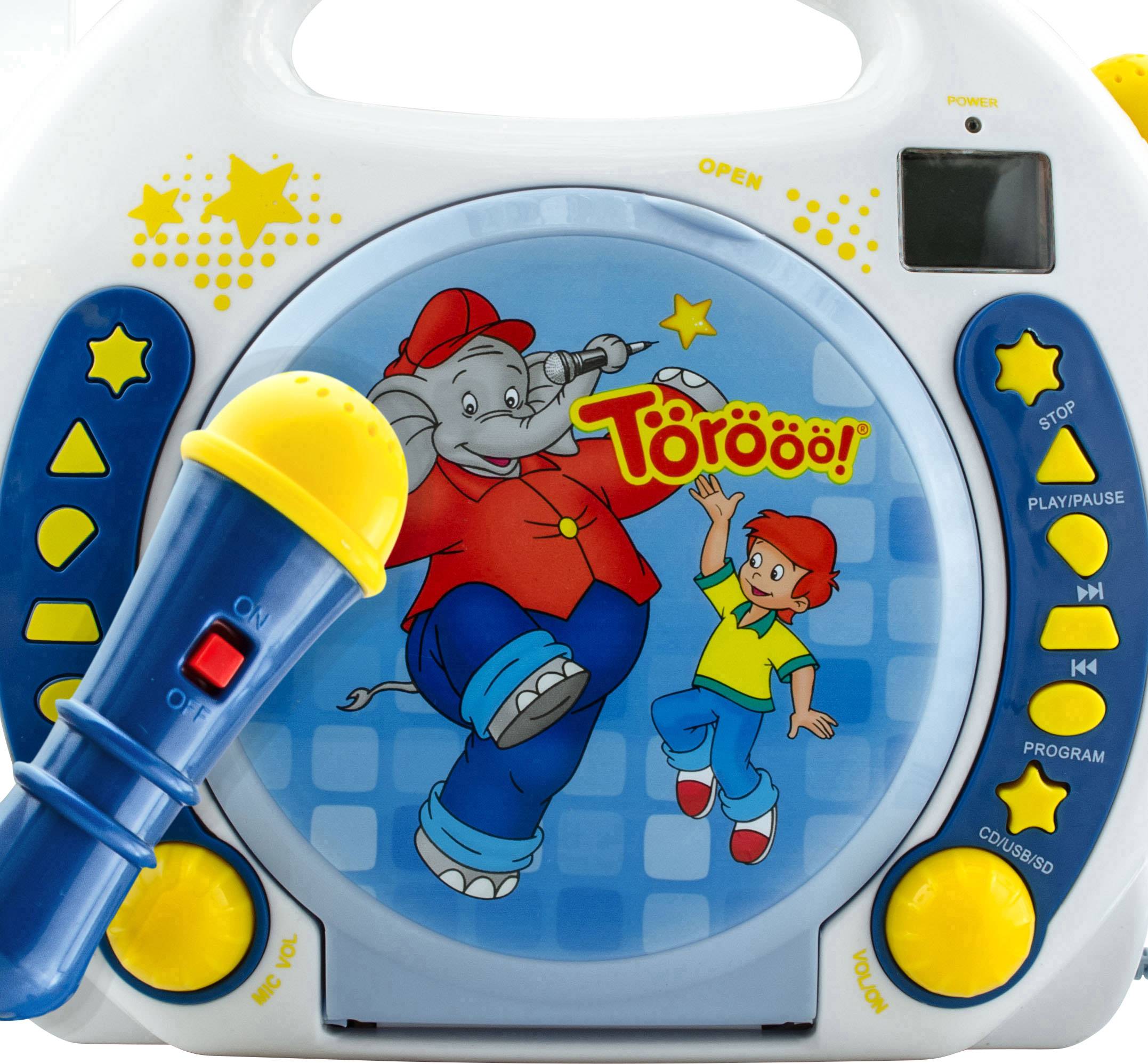 X4 Tech Bobby Joey Benjamin Blümchen Kinder CD-Player CD, SD, USB Inkl. Karaoke-Funktion, Inkl. Mikrofon Blau, Weiß