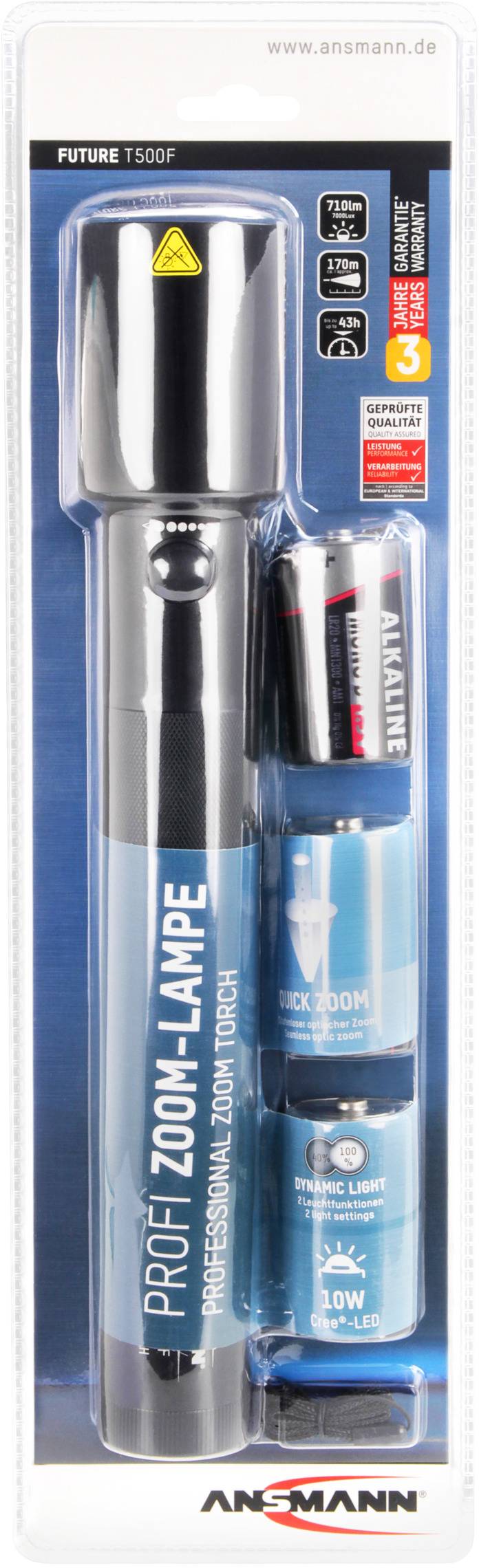 Ansmann Future T500F LED Taschenlampe mit Handschlaufe batteriebetrieben 710 lm 923 g