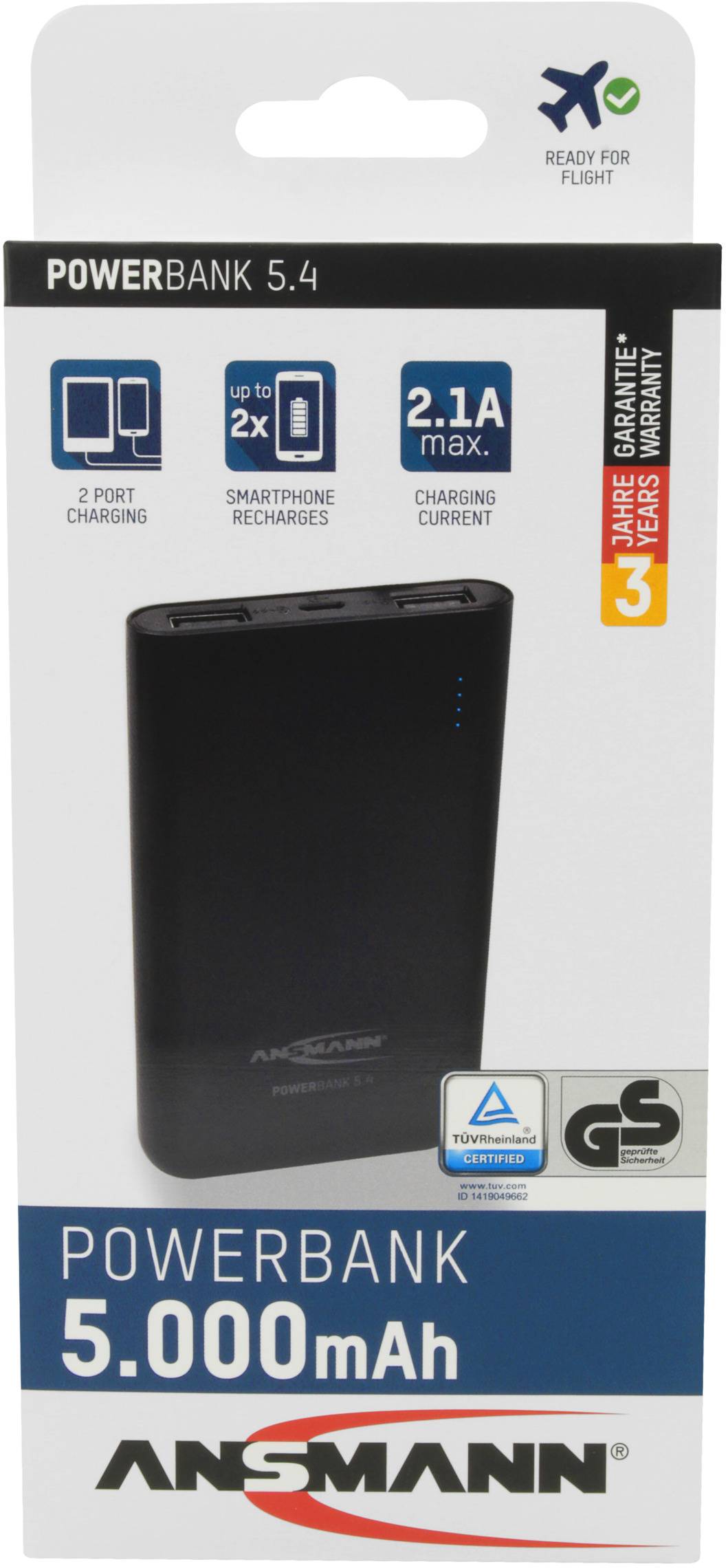 Ansmann PB5.4 Powerbank 5000 mAh  Li-Ion  Schwarz