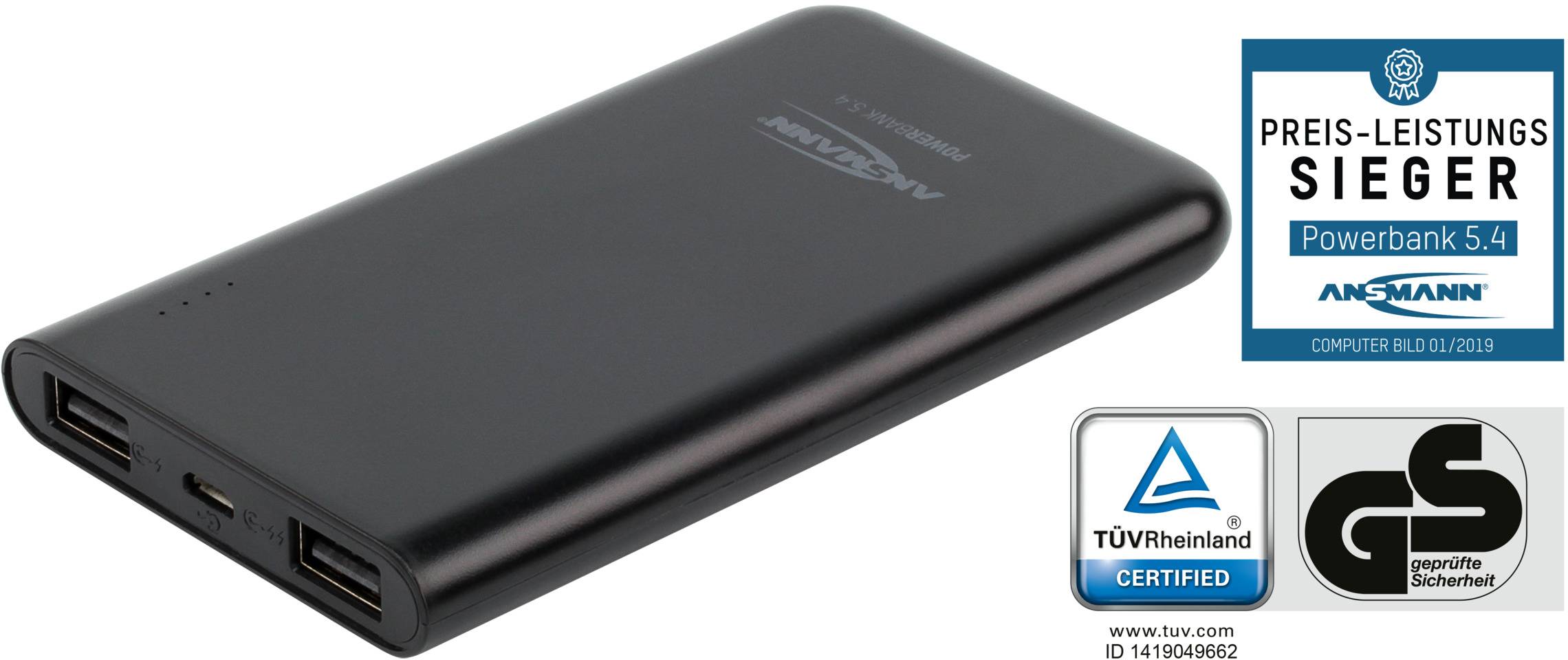Ansmann PB5.4 Powerbank 5000 mAh  Li-Ion  Schwarz