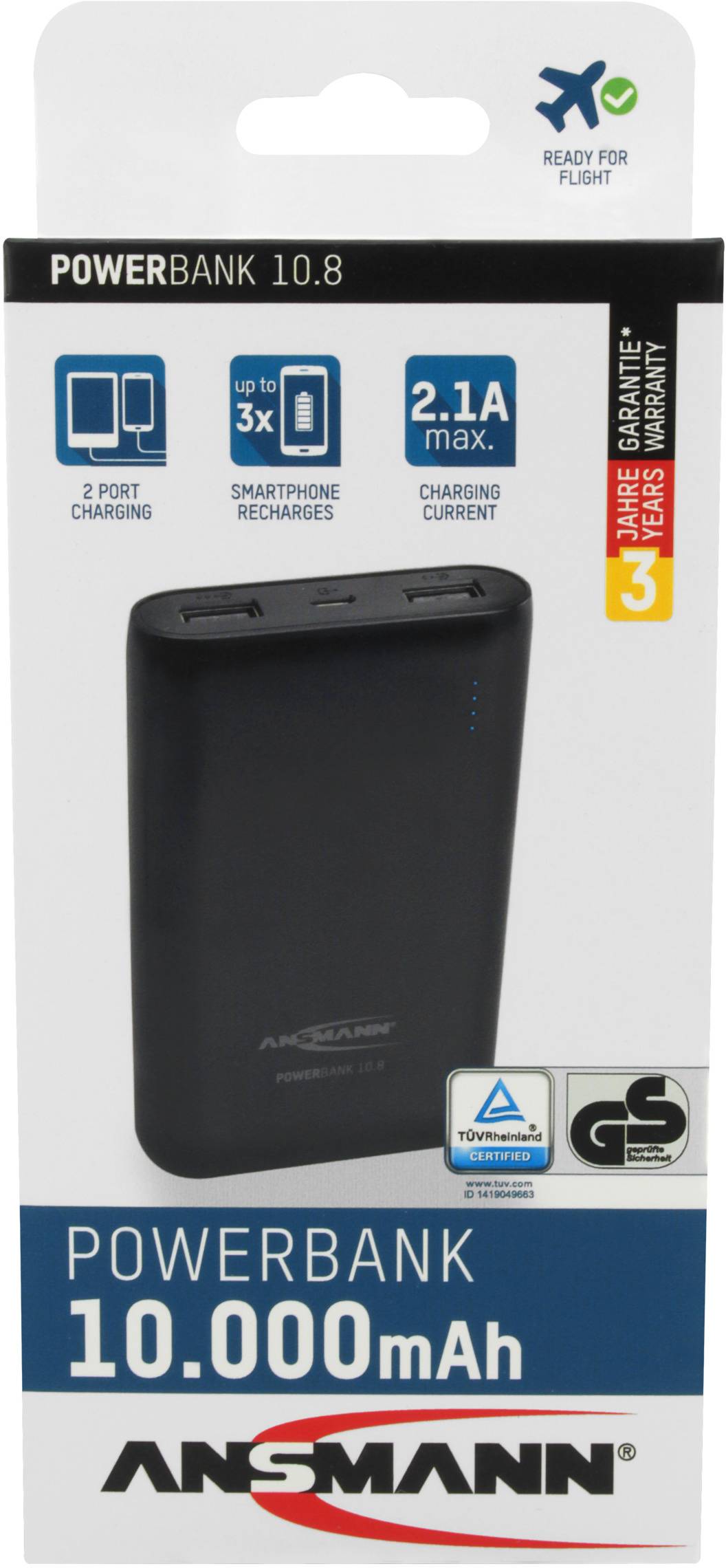 Ansmann PB10.8 Powerbank (Zusatzakku) LiPo 10000 mAh 1700-0067