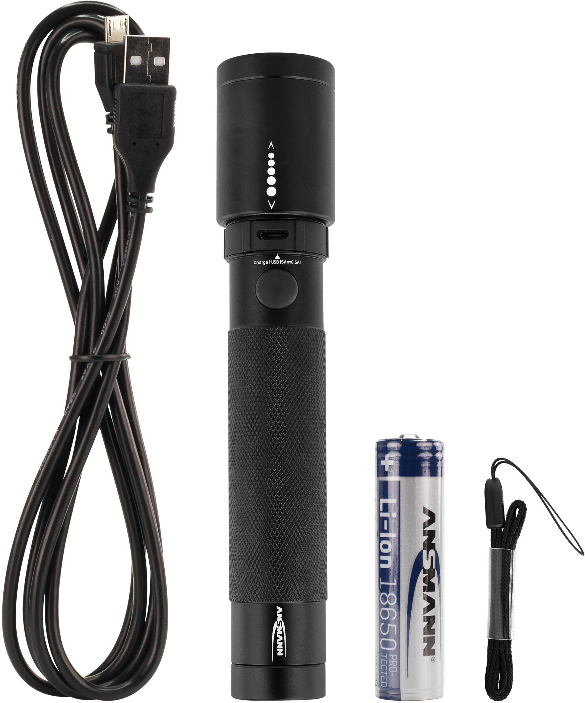 Ansmann LED Taschenlampe mit Handschlaufe akkubetrieben 400 lm 143 g