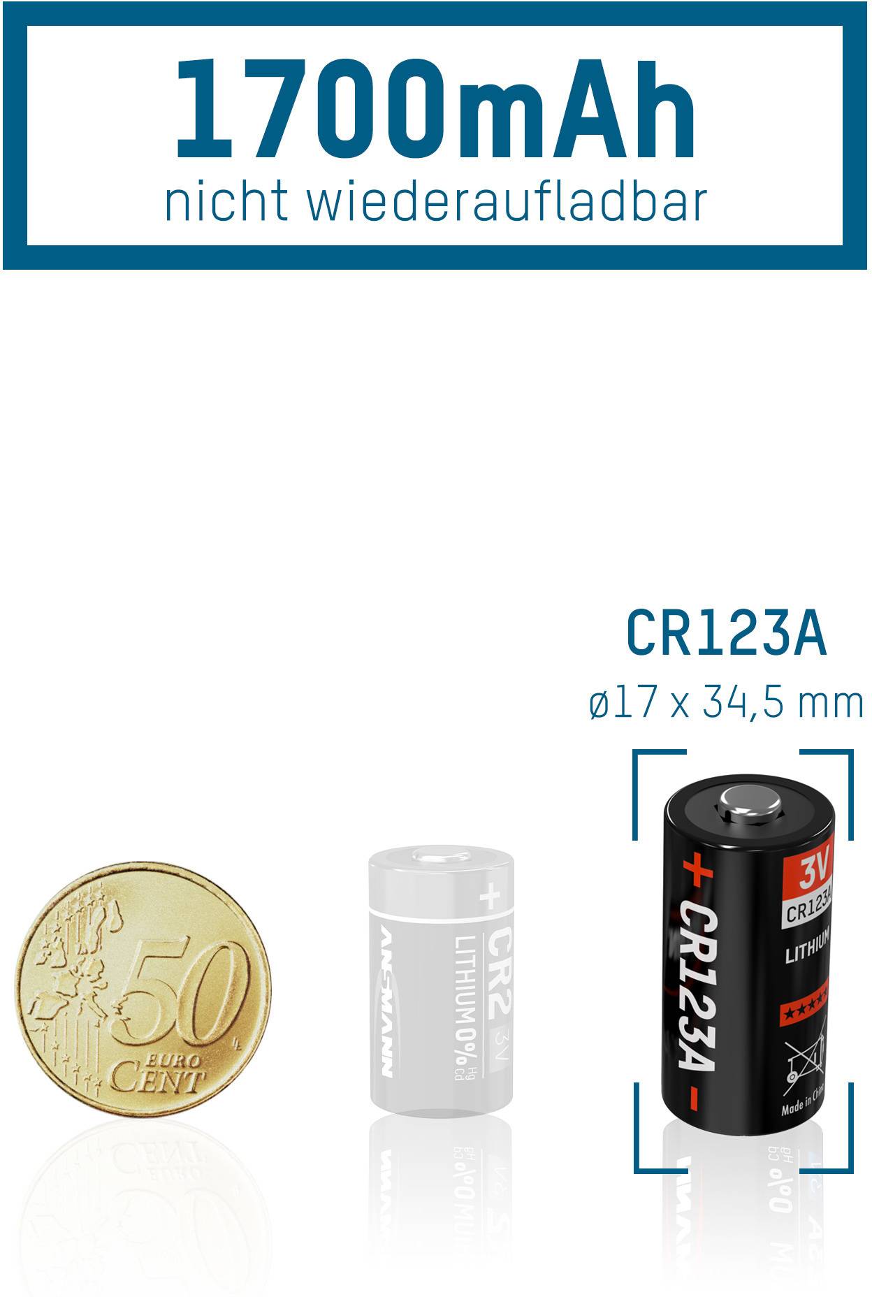 Ansmann 5020011, Einwegbatterie, CR123A, Lithium, 3 V, 50 Stück(e), Bronze