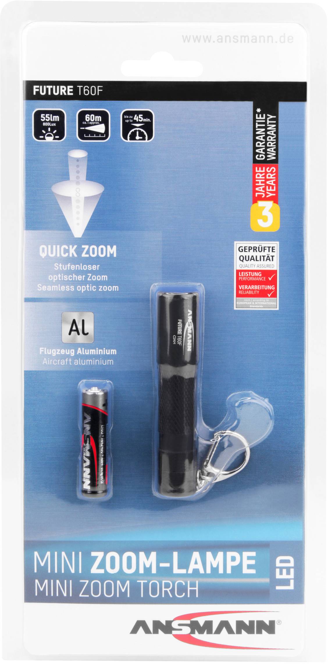 Ansmann T60F LED Taschenlampe batteriebetrieben 55lm 0.8h