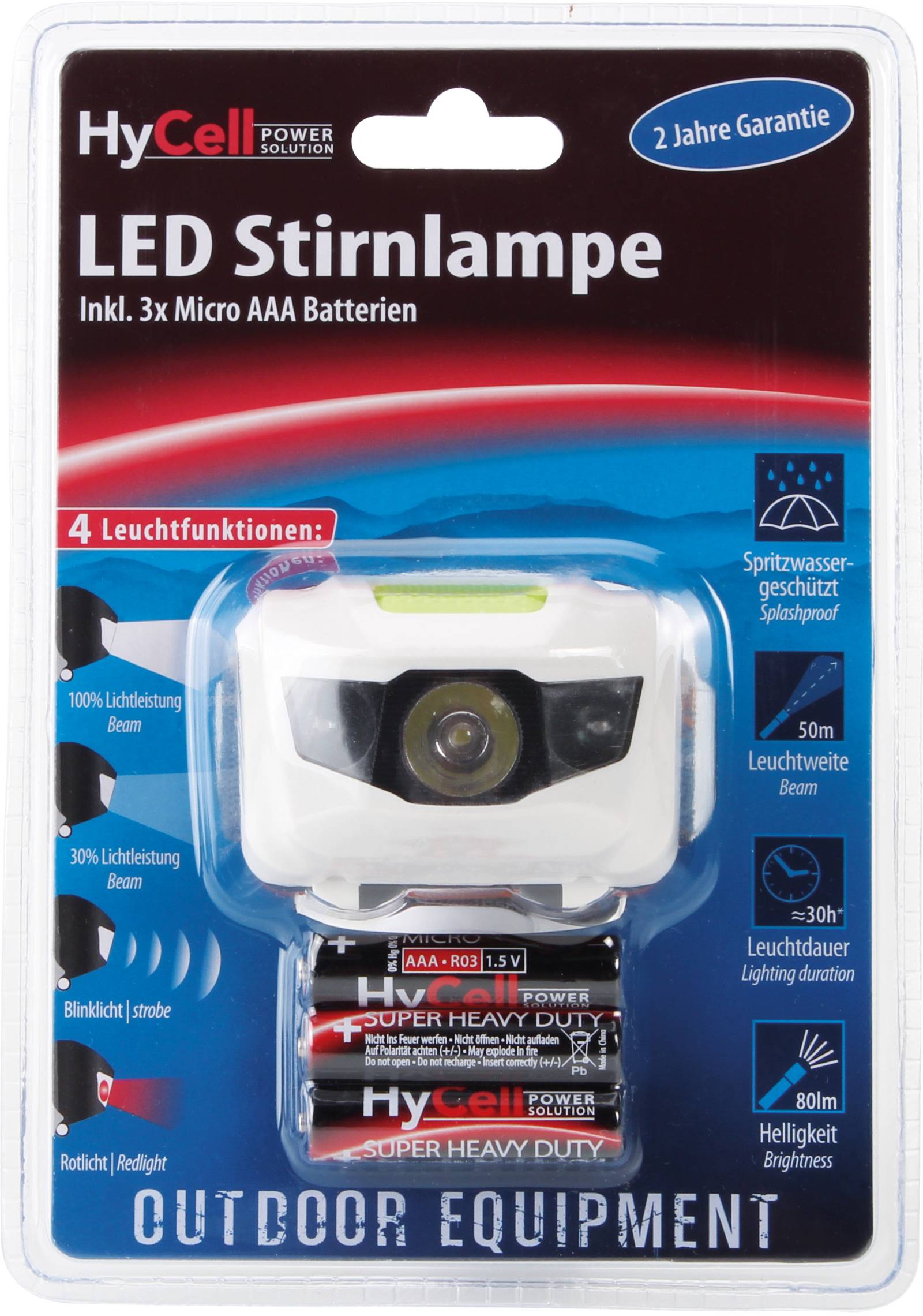 HyCell HC Headlight LED Stirnlampe batteriebetrieben 80 lm 1600-0077
