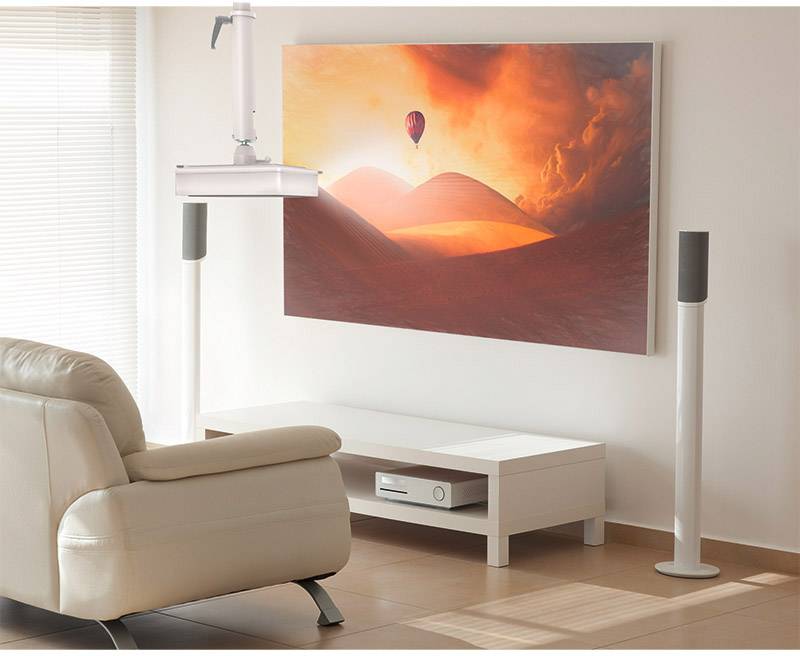 LogiLink BP0055 Beamer-Deckenhalterung Deckenhalter, Höhenverstellbar, Neigbar+Schwenkbar Boden-/Deckenabstand (max.): 520 mm  Weiß