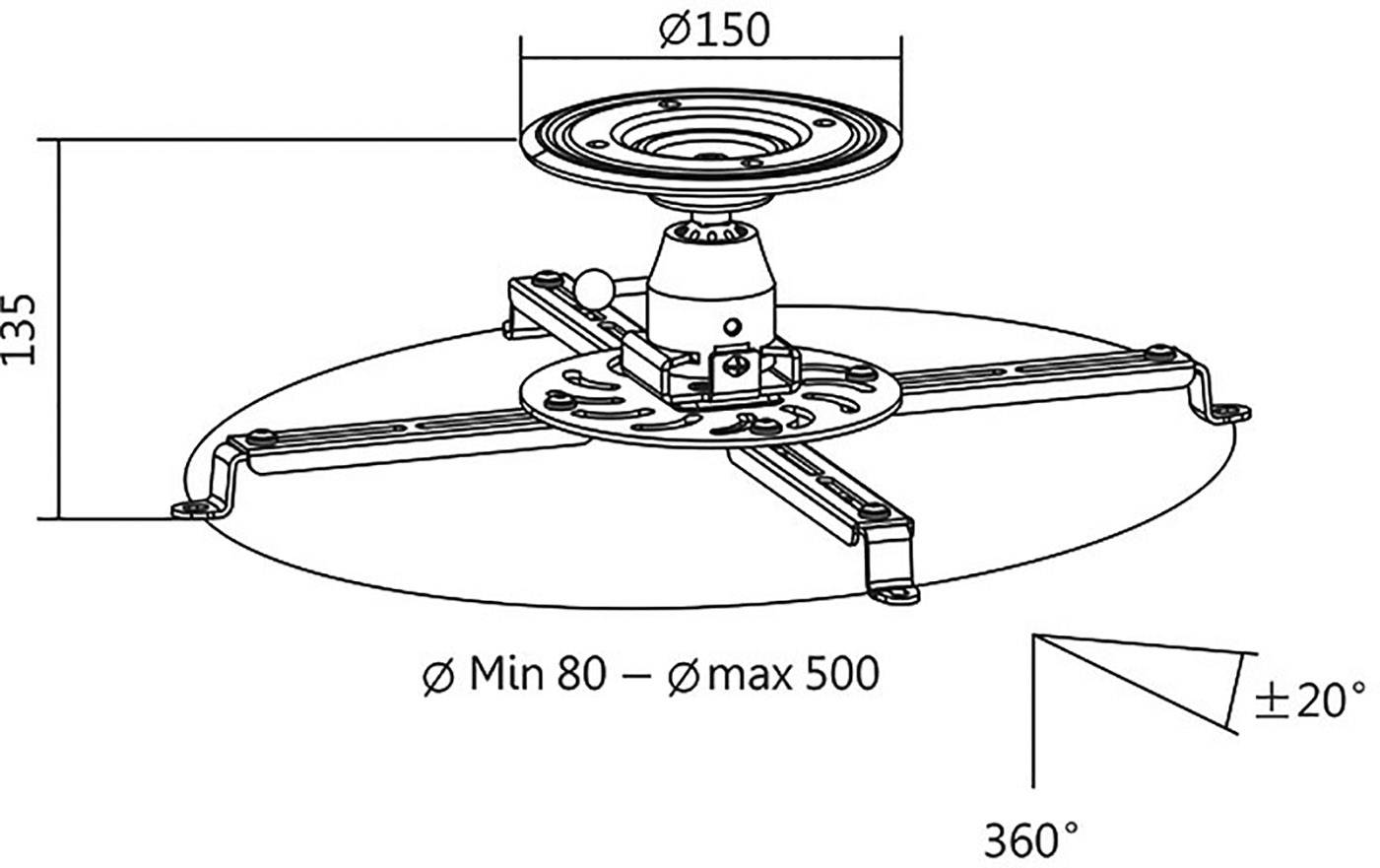 LogiLink BP0056 Beamer-Deckenhalterung Deckenhalter, Höhenverstellbar, Neigbar+Schwenkbar Boden-/Deckenabstand (max.): 135 mm Weiß