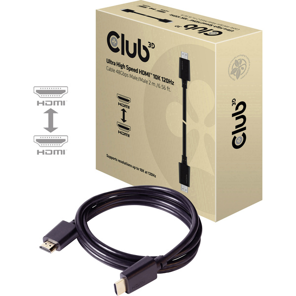 Club3D HDMI Anschlusskabel HDMI-A Stecker, HDMI-A Stecker 2.00 m Schwarz CAC-1372 HDMI-Kabel