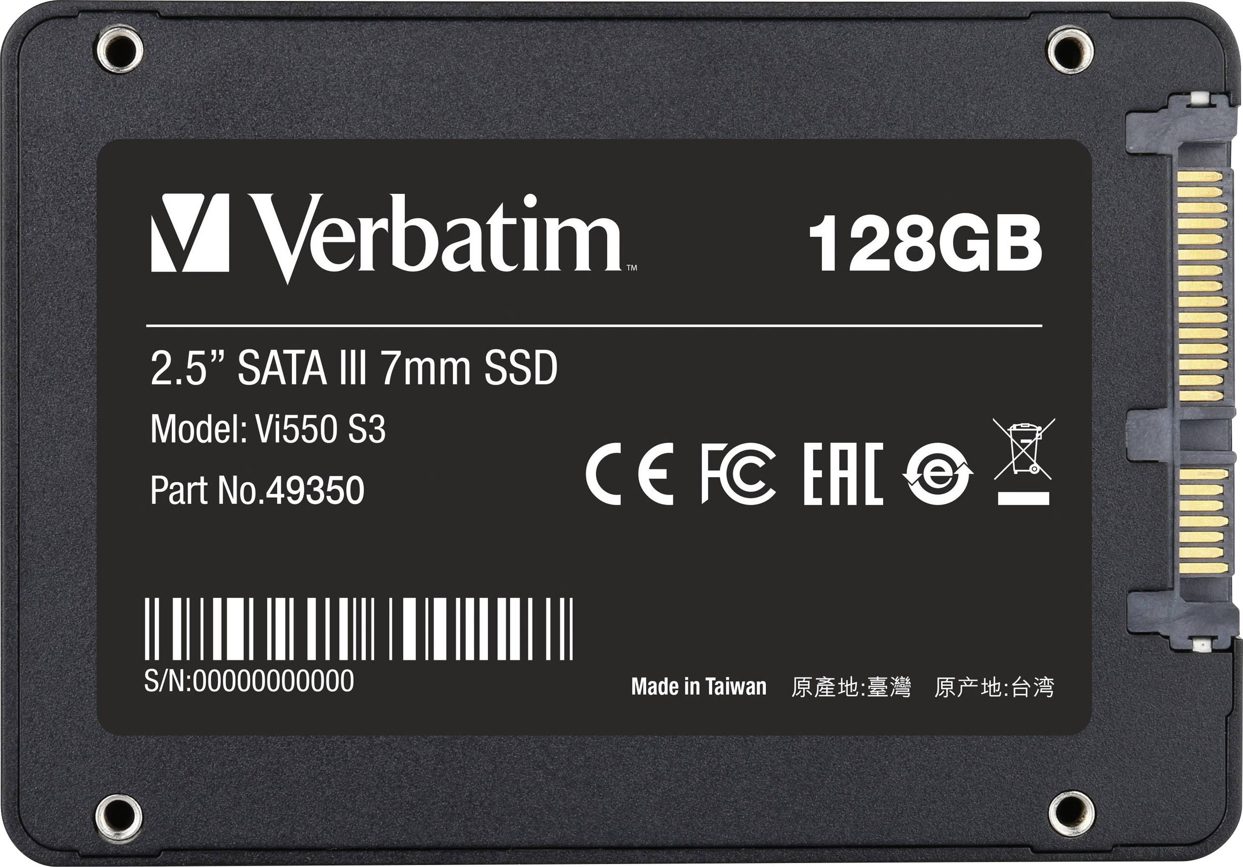Verbatim VI550 S3 128 GB Interne SATA SSD 6.35 cm (2.5 Zoll) SATA 6 Gb/s Retail 49350