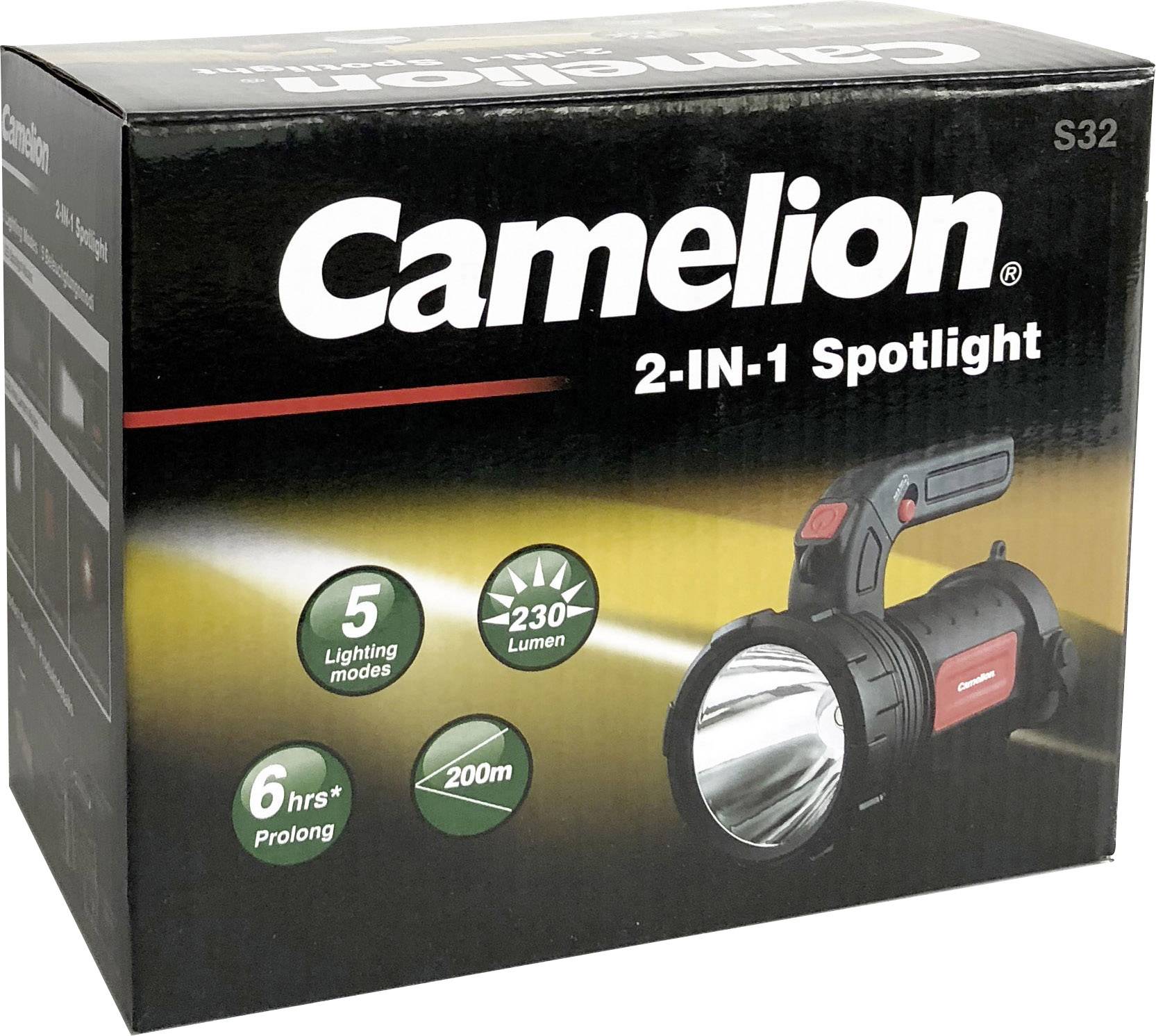 Camelion 30200055 S32 2in1 Spotlight LED Arbeitsleuchte batteriebetrieben 3W 230lm