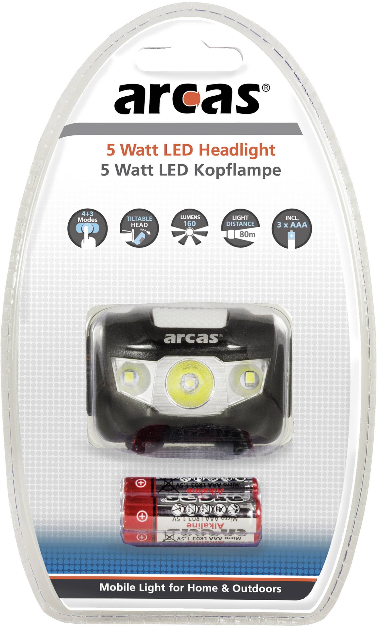 Arcas 7 Modi 5W LED Stirnlampe batteriebetrieben 160lm 30710010