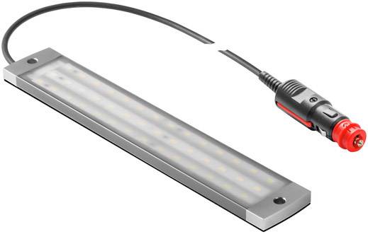 Schmale LED-Leuchte mit schwarzem Kabel und rot-schwarzem Stecker. Geeignet für kompakte Beleuchtungsanwendungen.