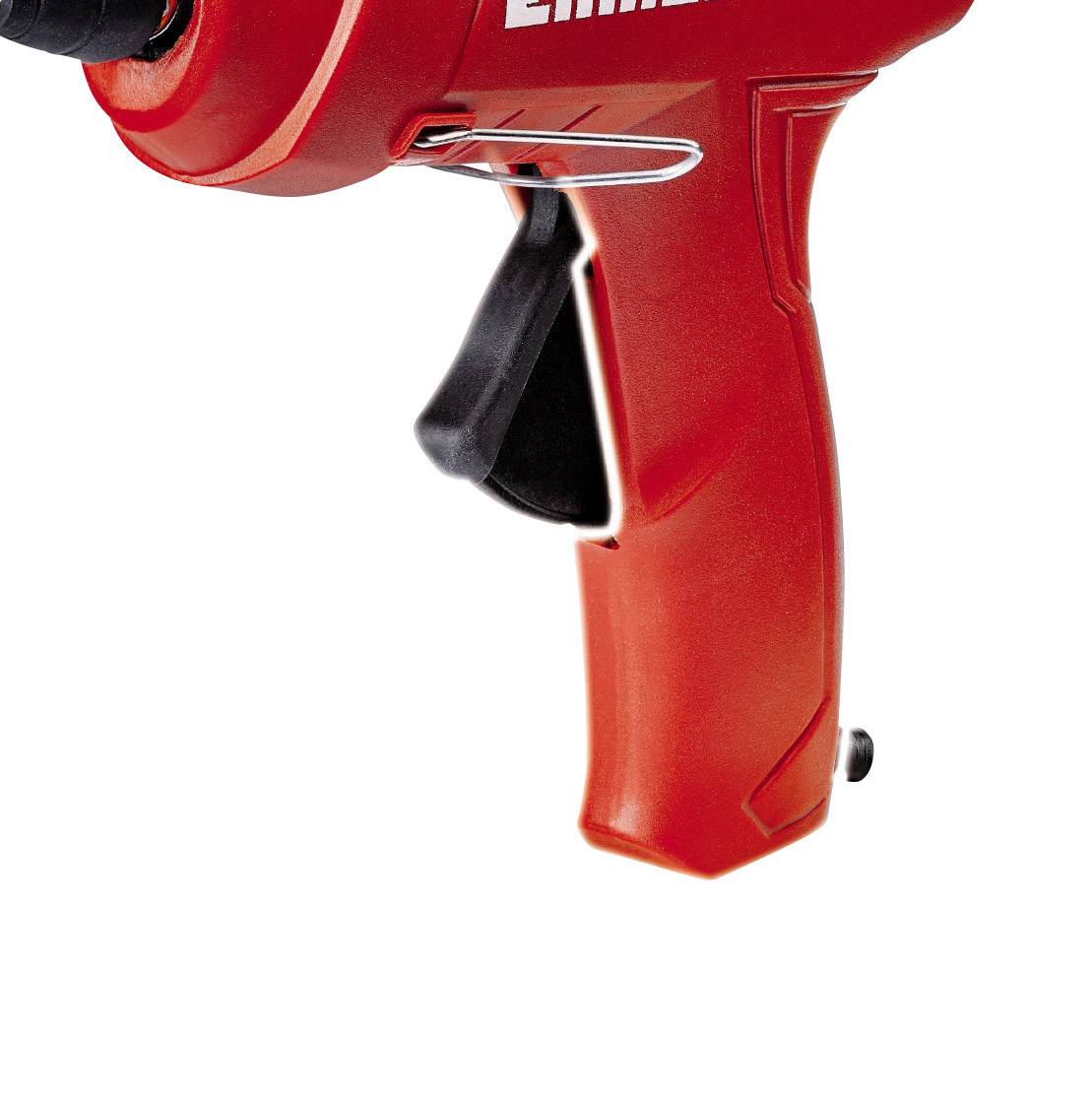 Ein roter Etikettenspender für Preisschilder mit schwarzem Griff.
