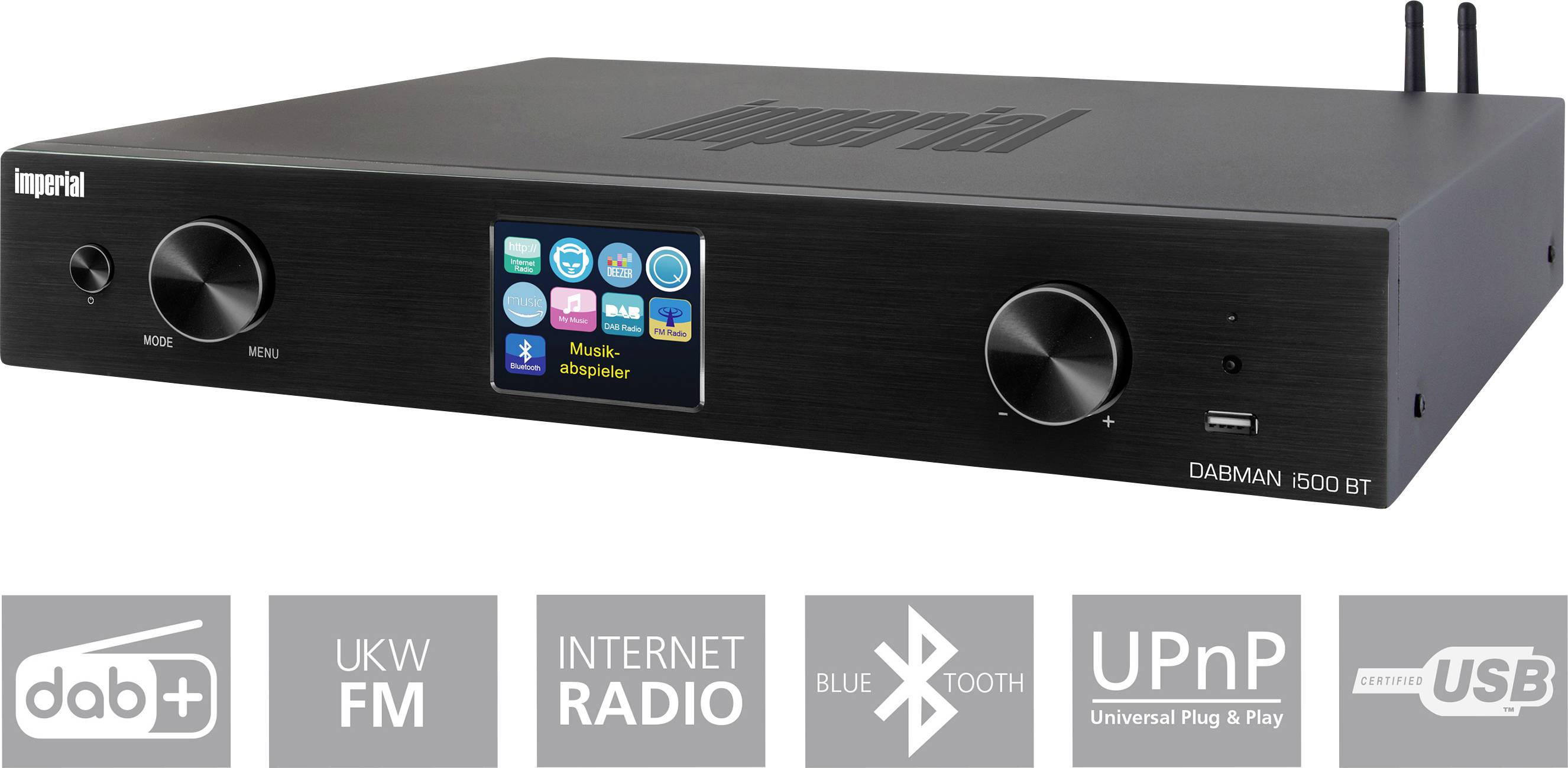 Imperial DABMAN i500BT Internetradio HiFi-Tuner Schwarz Bluetooth®, DAB+, USB, WLAN