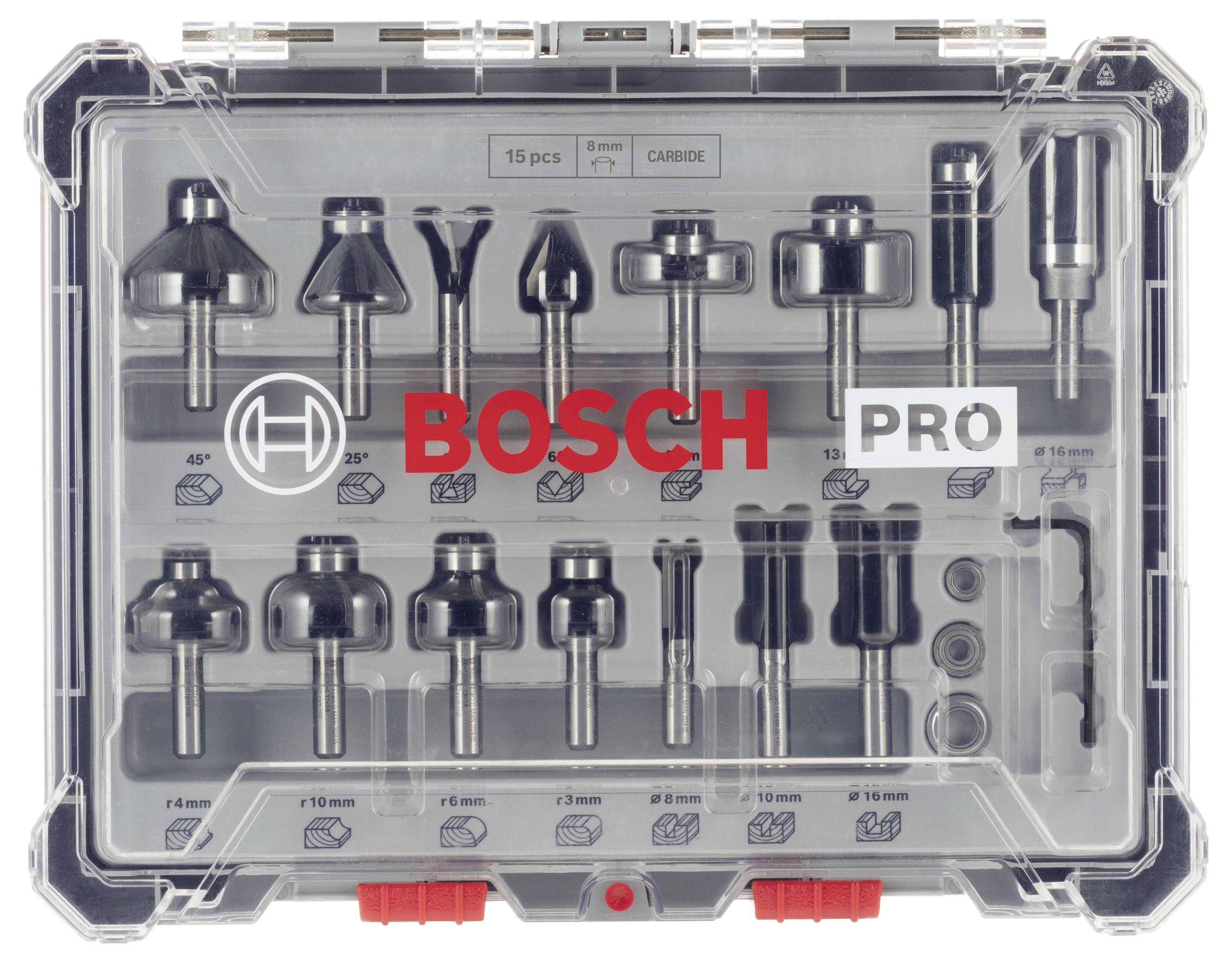 Fräser-Set, 8-mm-Schaft, 15-teilig Bosch Accessories 2607017472