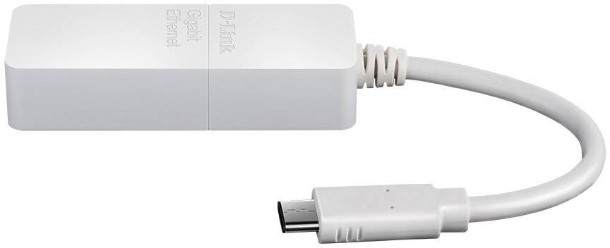 Ein weißer USB-zu-Ethernet-Adapter mit einem kurzen Kabel, das in einen Micro-USB-Stecker mündet.
