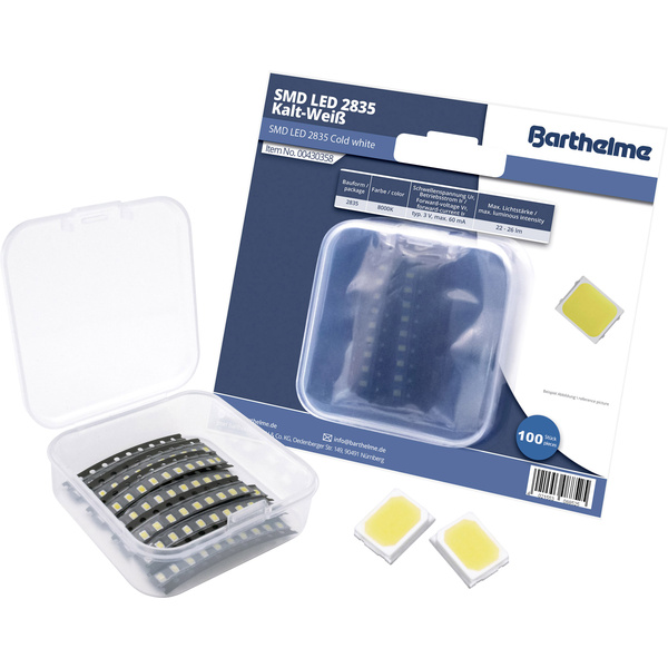 Barthelme SMD-LED-Set 2835 Kaltweiß 3000 mcd 120 ° 150 mA 3.3 V 100 St. Bulk