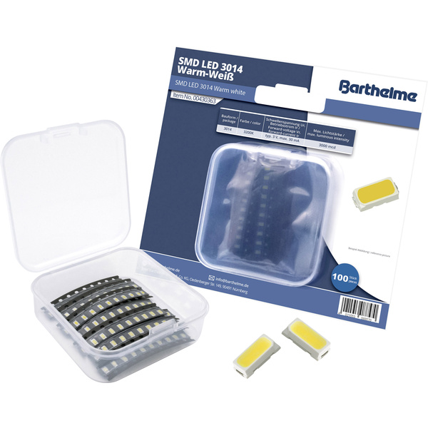 Barthelme SMD-LED-Set 3014 Warmweiß 3000 mcd 120 ° 30 mA 3 V 100 St. Bulk