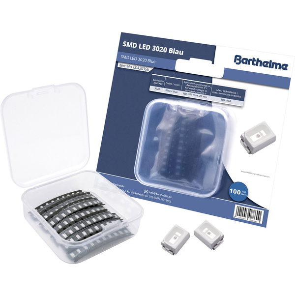 Barthelme SMD-LED-Set 3020 Blau 300 mcd 120 ° 20 mA 3 V 100 St. Bulk