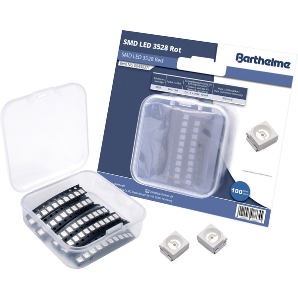 Barthelme SMD-LED-Set 3528 Rot 300 mcd 120 ° 18 mA 2 V 100 St. Bulk