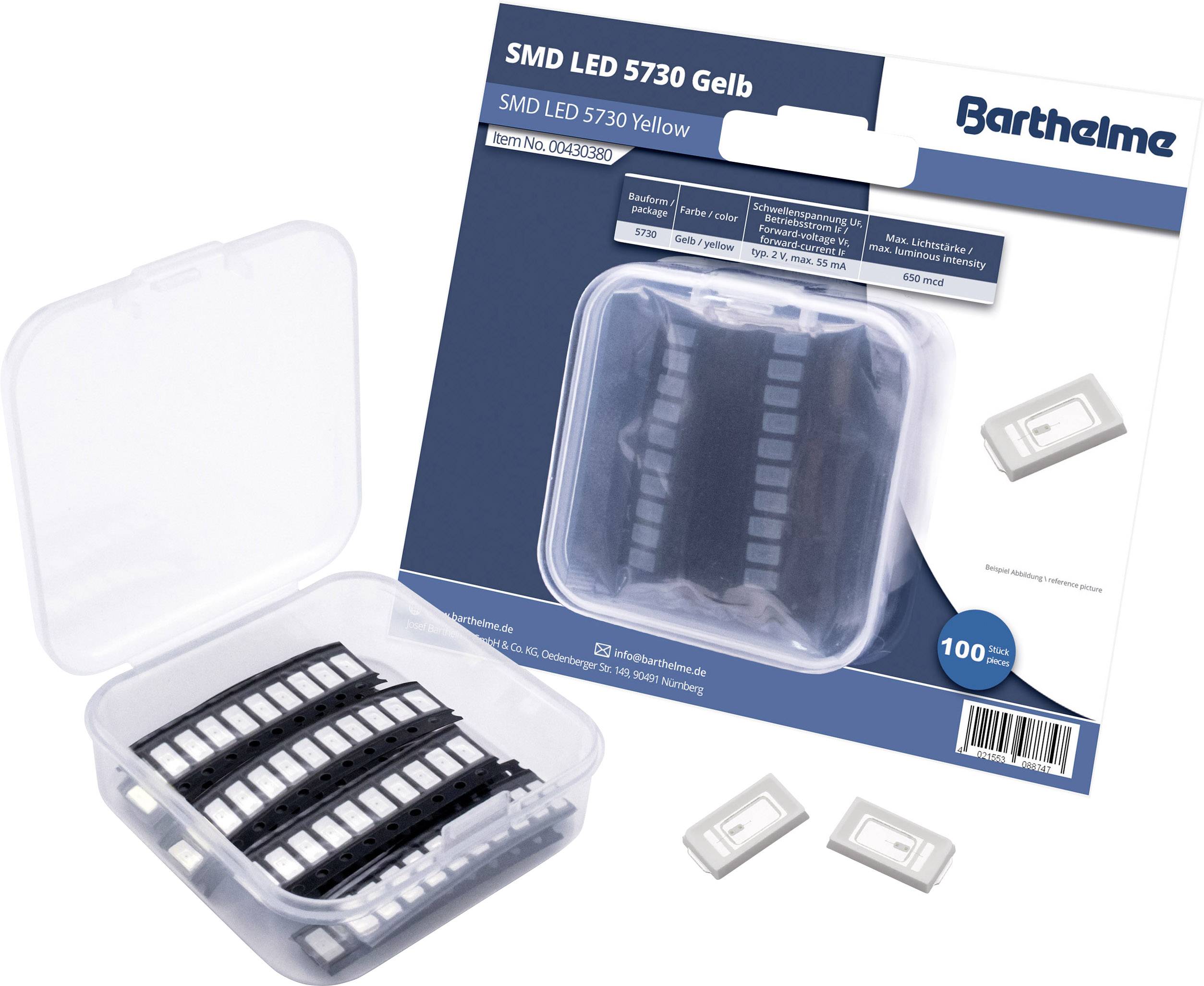 Barthelme SMD-LED-Set 5730 Gelb 650 mcd 120 ° 55 mA 2 V 100 St. Bulk