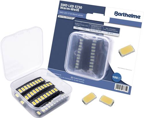 Barthelme SMD-LED-Set 5730 Kaltweiß 12000 mcd 120° 150mA 3V 100 St. Bulk