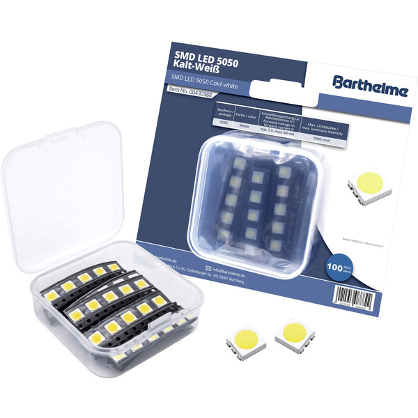 Barthelme SMD-LED-Set 5050 Kaltweiß 7000 mcd 120 ° 60 mA 3 V 100 St. Bulk