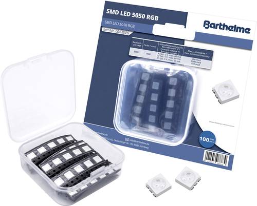 Barthelme SMD-LED-Set mehrfarbig 5050 RGB 300 mcd, 1200 mcd, 450 mcd 120° 60mA 2 V, 3 V, 3V 100 St.